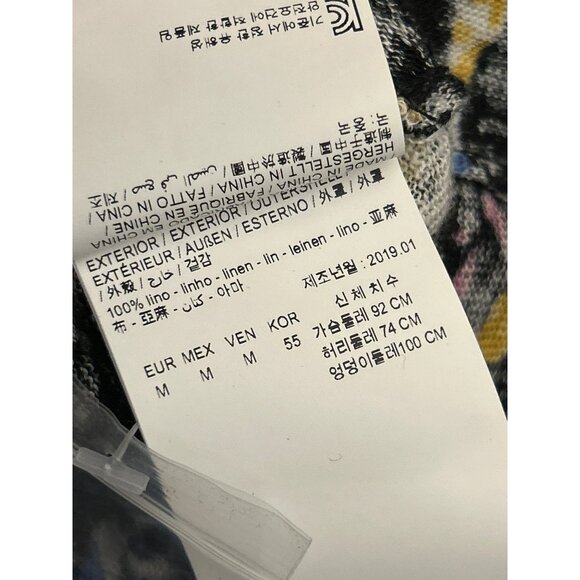 Bimba Y Lola Black Abstract Wrap Front Linen Sweater Medium Artsy Eclectic Print - Picture 7 of 7